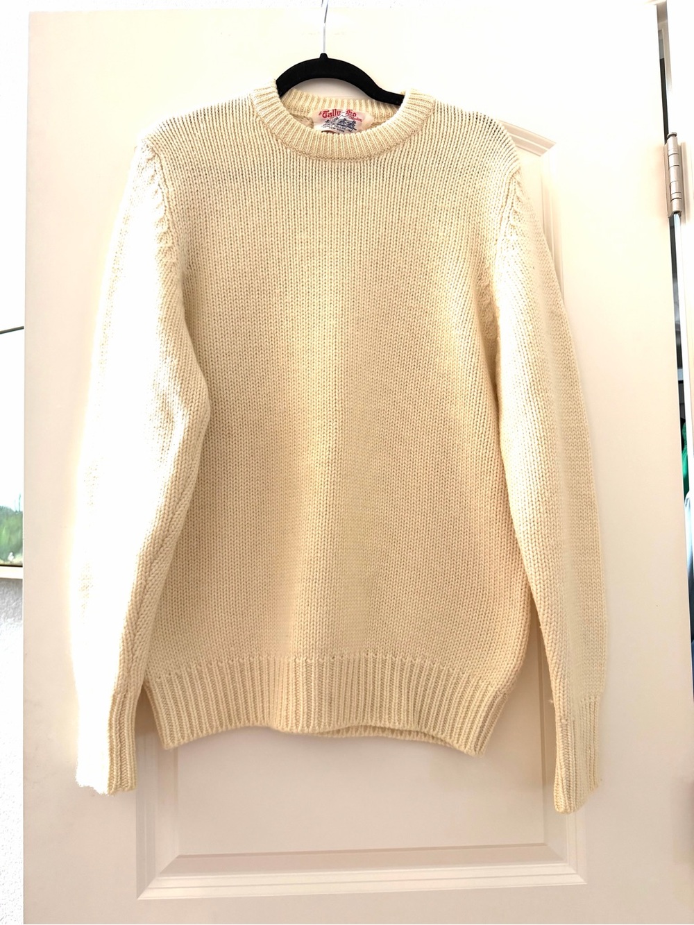 VTG Tally-Ho 100% Wool Hand Loomed Open Knit Fisherman’s Crewneck Sweater LG